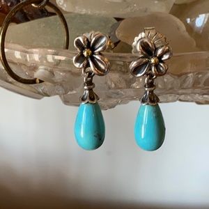 Ann King Drop Turquoise Sterling 18k earrings